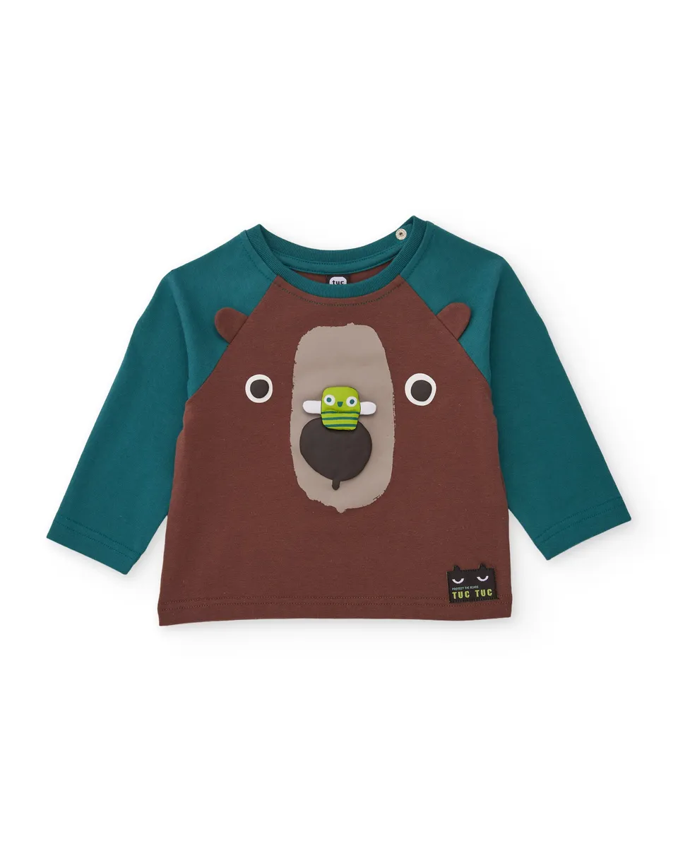 Tuc tuc Mystic Forest maglia bimbo marrone orso maniche lunghe