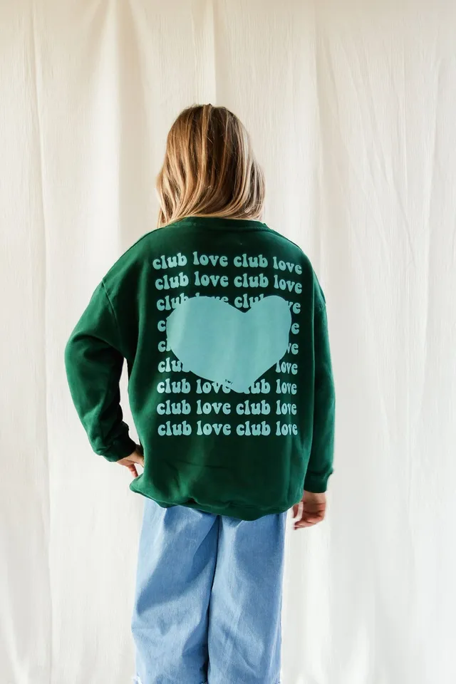 Ella and Rapha Club Love felpa verde bambina oversize