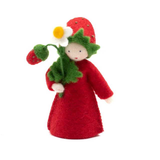 Ambrosius Fata Strawberry Flower figura Waldorf feltro