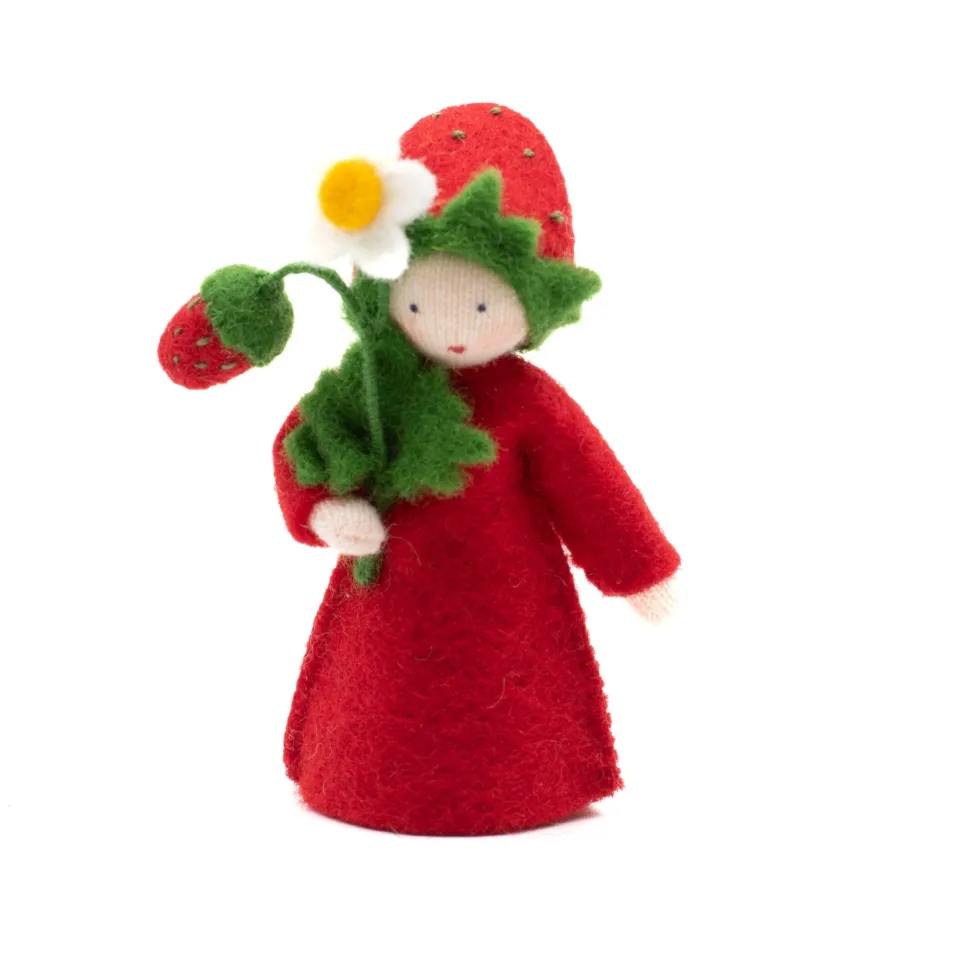 Ambrosius Fata Strawberry Flower figura Waldorf feltro