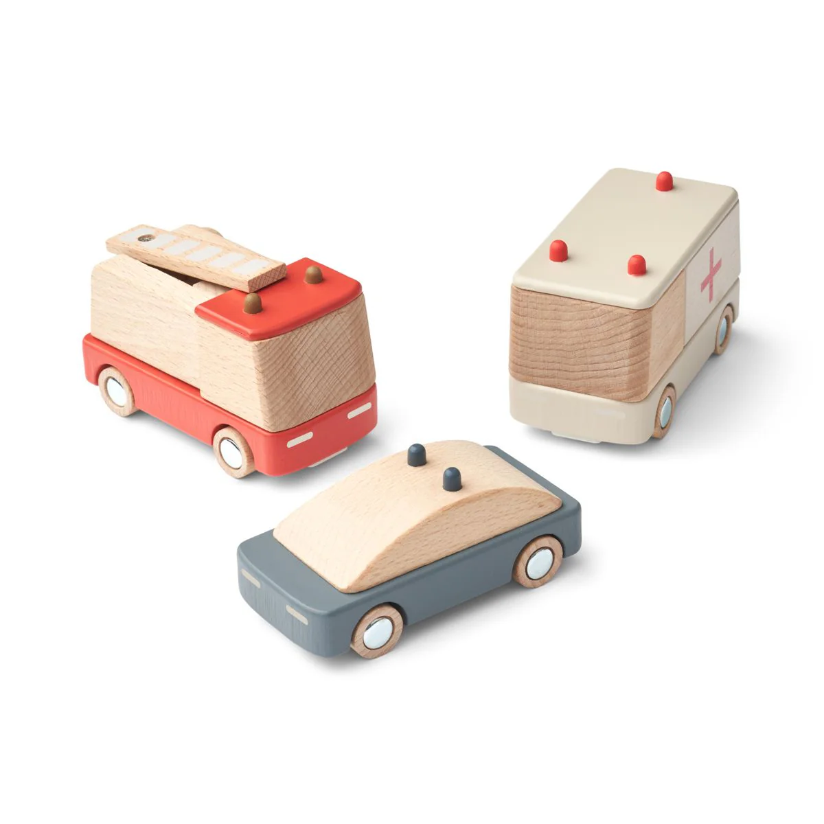 Liewood veicoli di emergenza set 3 pezzi legno