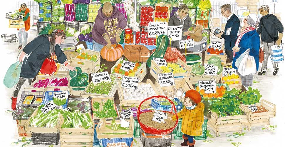 Topipittori Al mercato libro illustrato copertina rigida