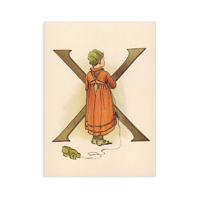 Alfabeto fiorito Ottilia Adelborg cartolina lettera X fiori