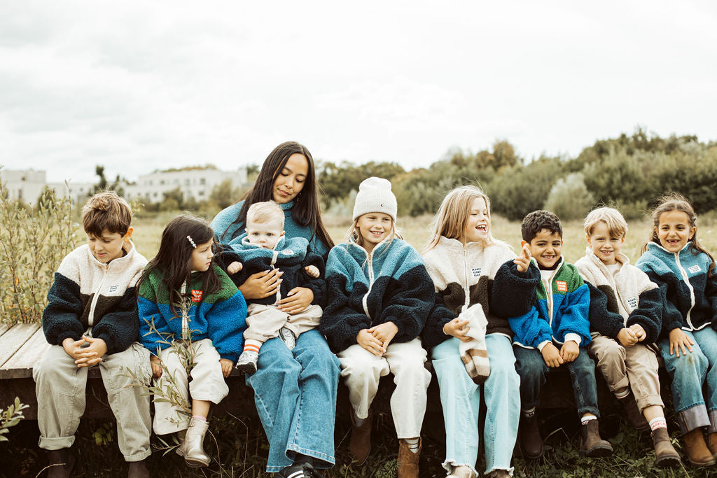 Ella and Rapha Smiley Jacket giacca teddy blu taglia unica calda