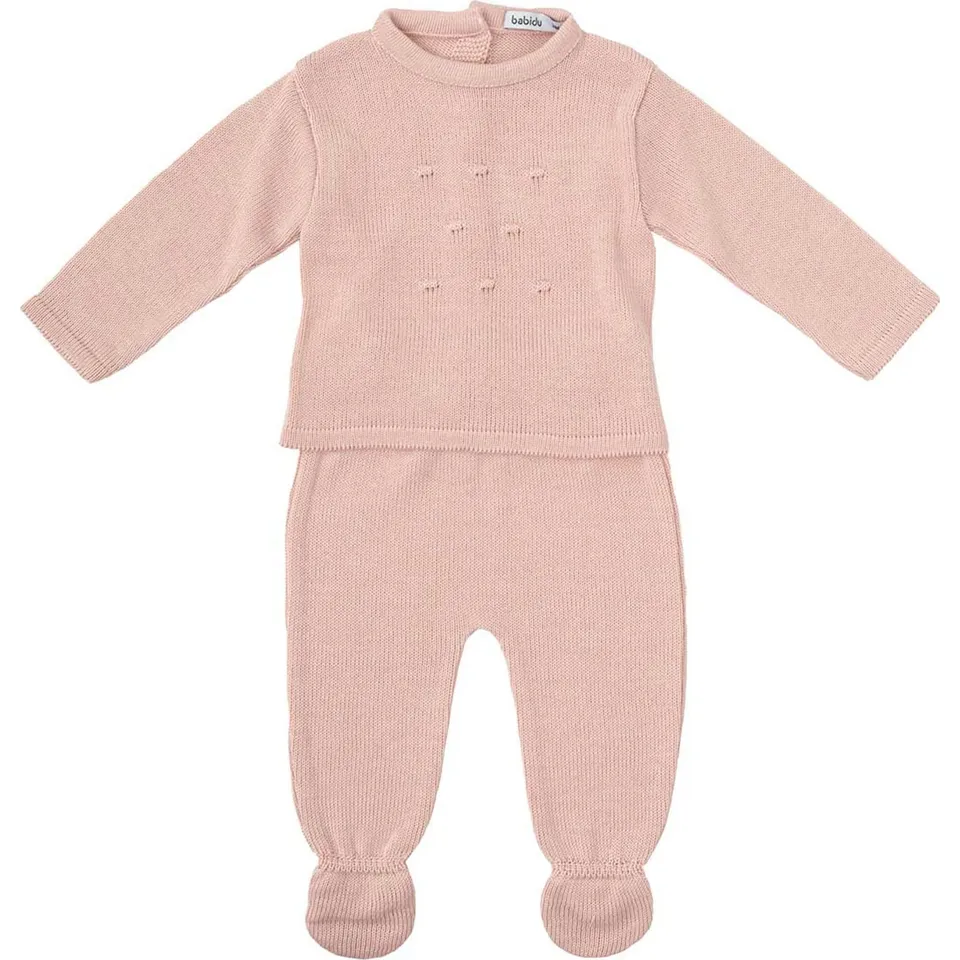 Babidu Set Neonato Maglia Traforata + Leggings 6 Mesi