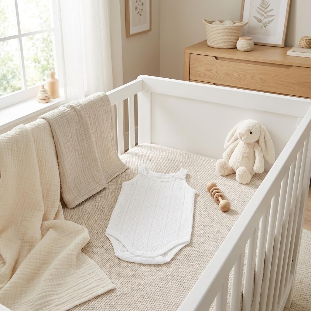 Babidu Perlé Body Spalline Sottili Cotone Bianco 18 Mesi