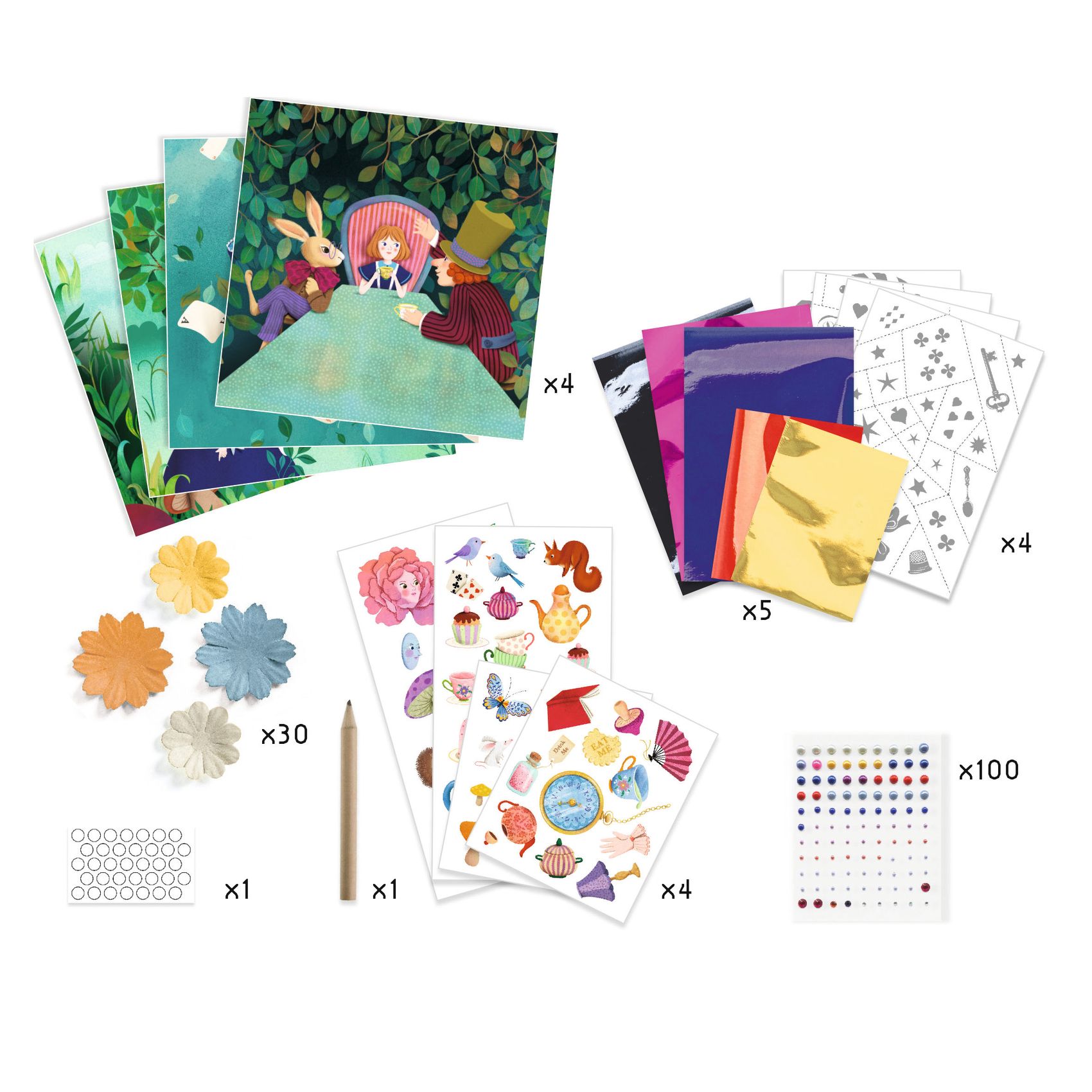 Djeco Alice nel Paese delle Meraviglie kit creativo 4 attività