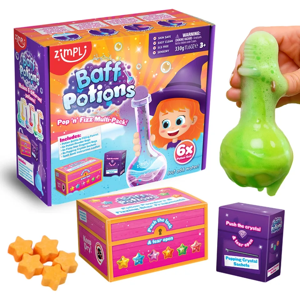 Zimpli Kids Potions Pop'n'fizz kit bagno 6 pozioni vegano