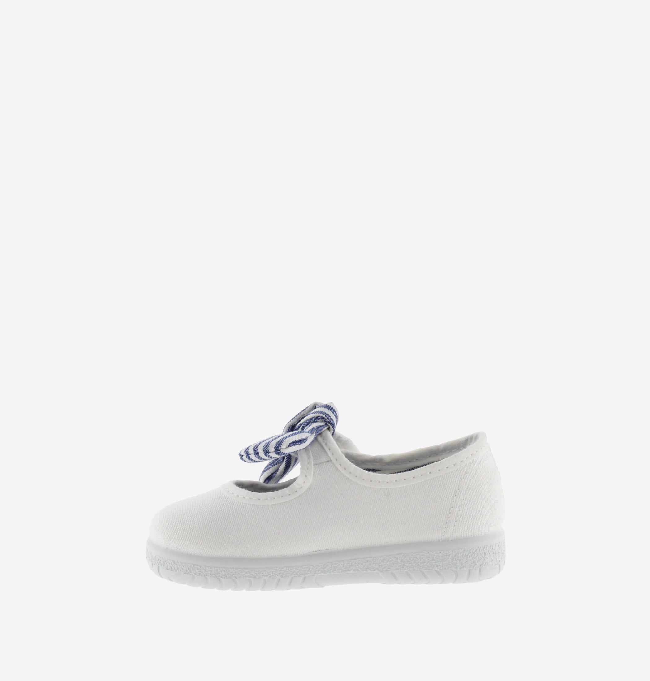 Victoria Dear World merceditas tela bimba bianco fiocco righe
