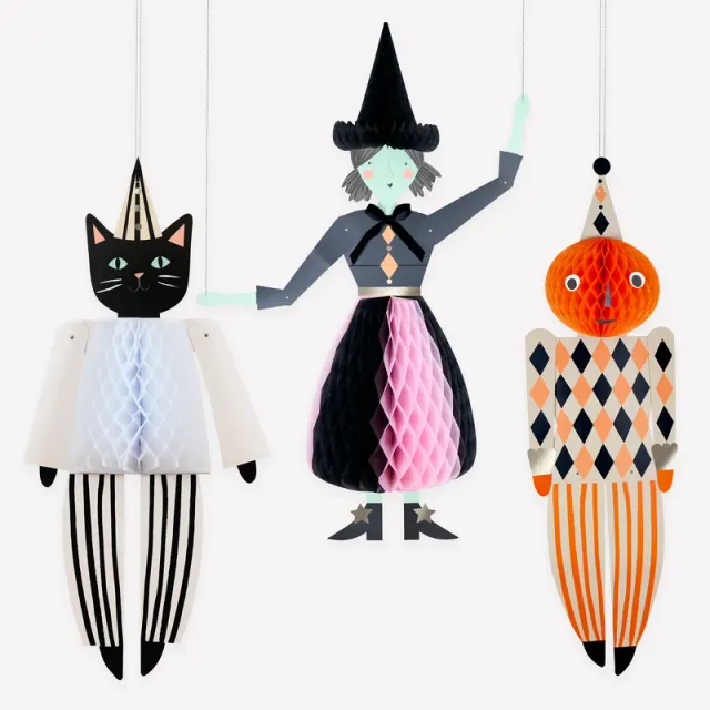 Meri Meri decorazioni Halloween strega zucca gatto 3 pezzi