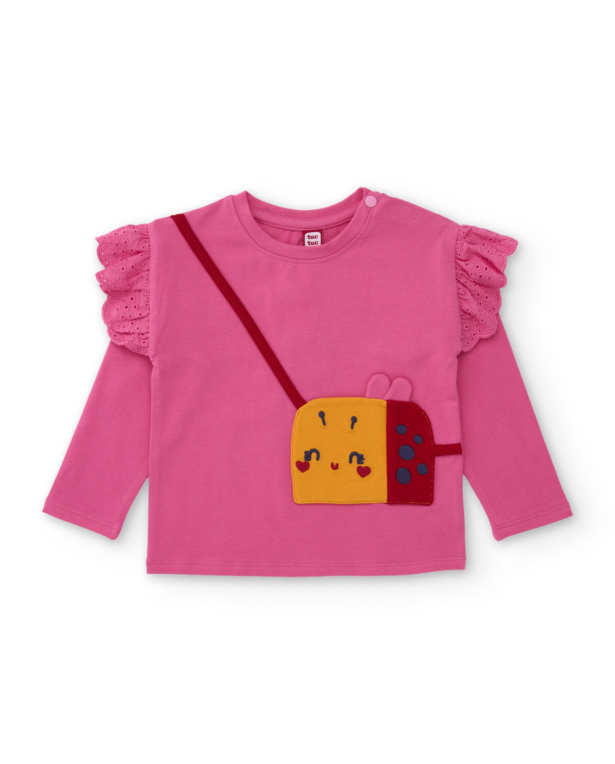 Tuc Tuc Good Wood maglietta rosa volant borsa