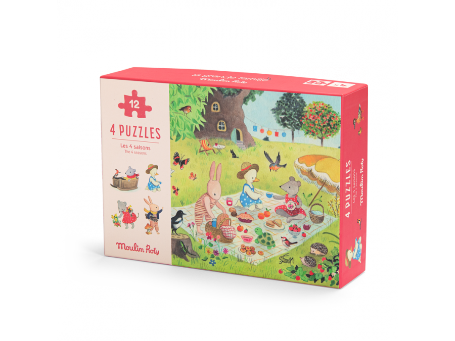 Moulin Roty La Grande Famille puzzle stagioni 4x12 pezzi