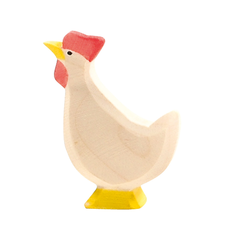Ostheimer Gallina bianca testa su figura legno 6 cm