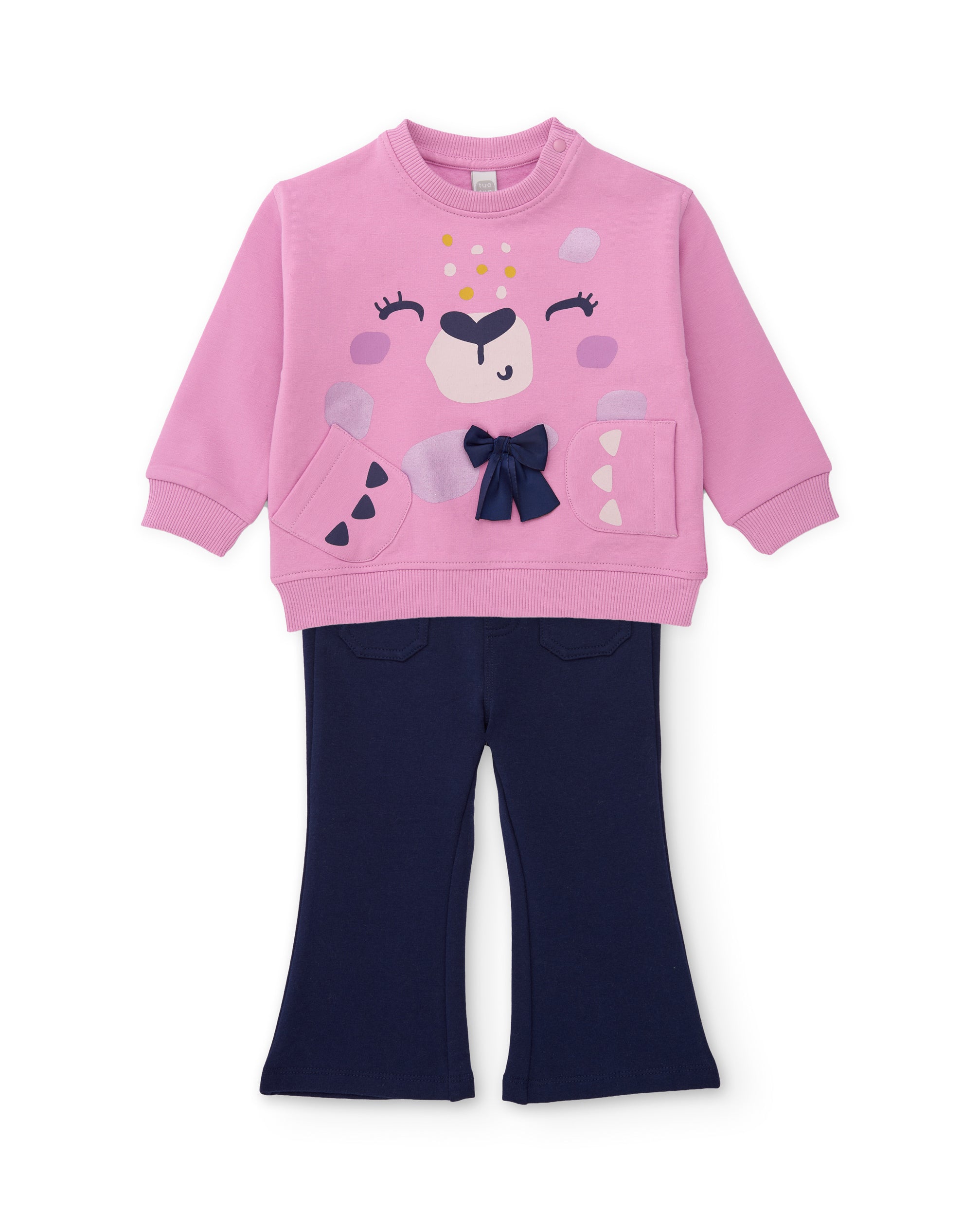 Tuc tuc Capuccino tuta in pile bambina rosa con leopardo