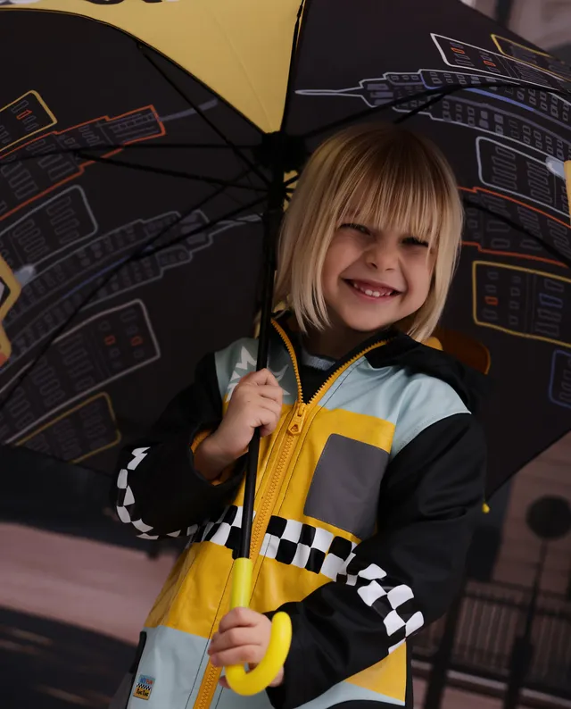 Tuc Tuc ombrello bambina nero stampa taxi
