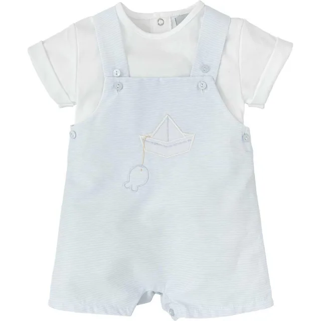 Babidu Set Salopette e T-shirt Neonato Azzurro 3 Mesi Cotone