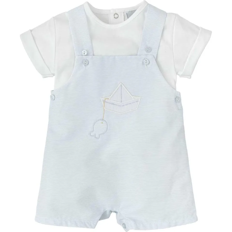 Babidu Set Salopette e T-shirt Neonato Azzurro 3 Mesi Cotone