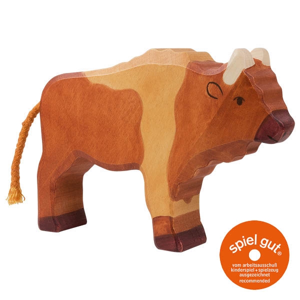 Holztiger Bisonte figura legno dipinta a mano