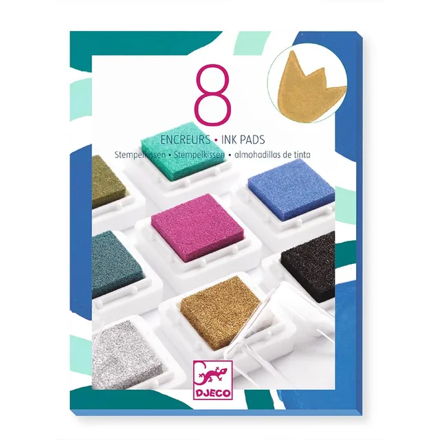 Djeco Metal set 8 tamponi per timbri colori metallici