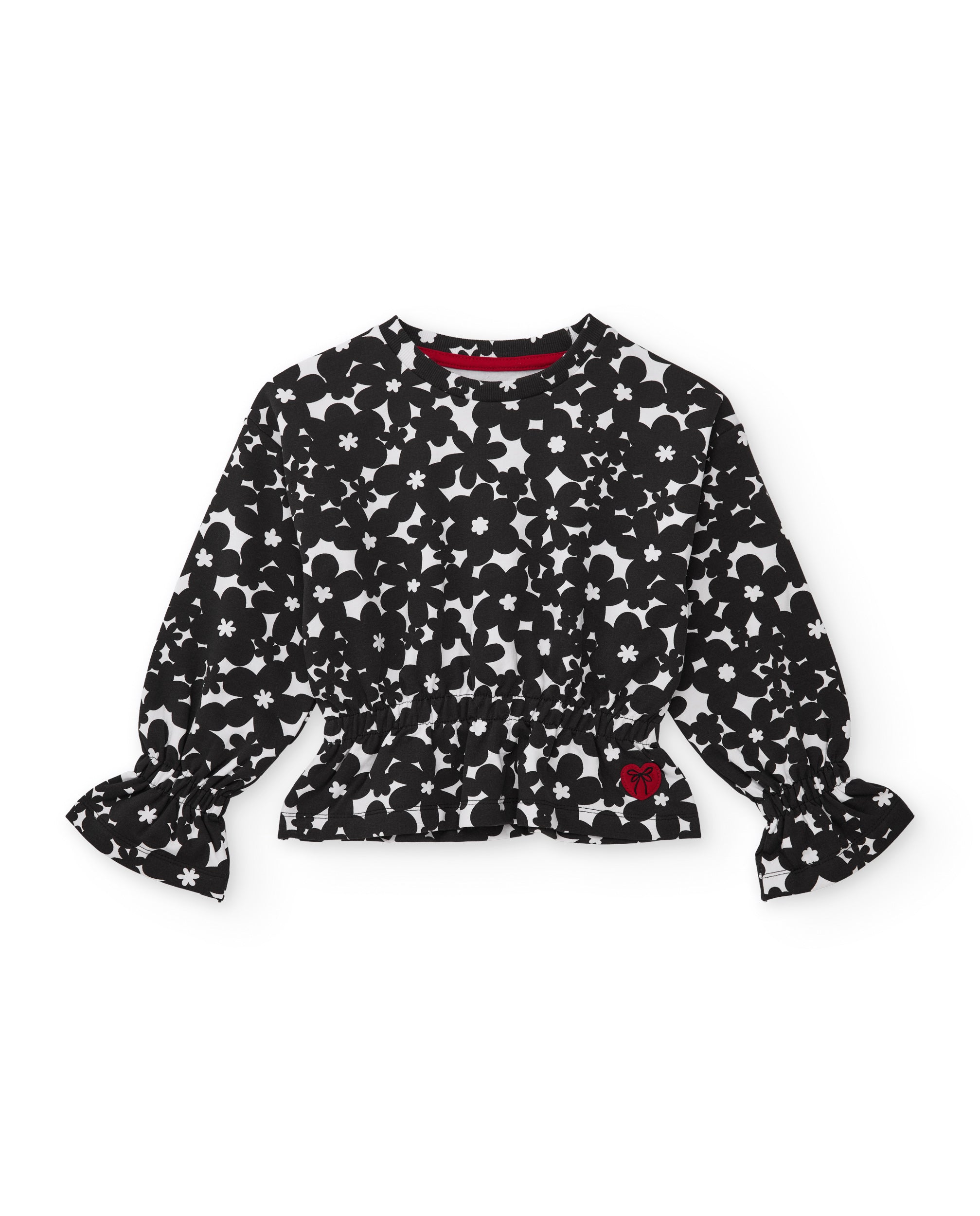 Tuc Tuc completo bimba nero felpa fiori palazzo