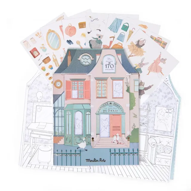Moulin Roty Petite Ecole de Dance album da colorare con adesivi