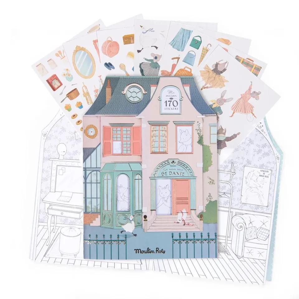 Moulin Roty Petite Ecole de Dance album da colorare con adesivi