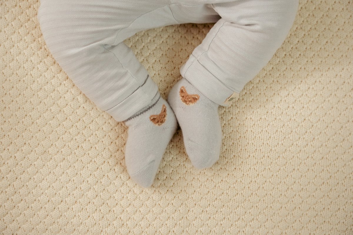 Little Dutch pantalone neonato azzurro cotone bio jacquard