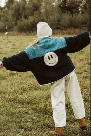 Ella and Rapha Teddy Smiley giacca bimbi blu pile