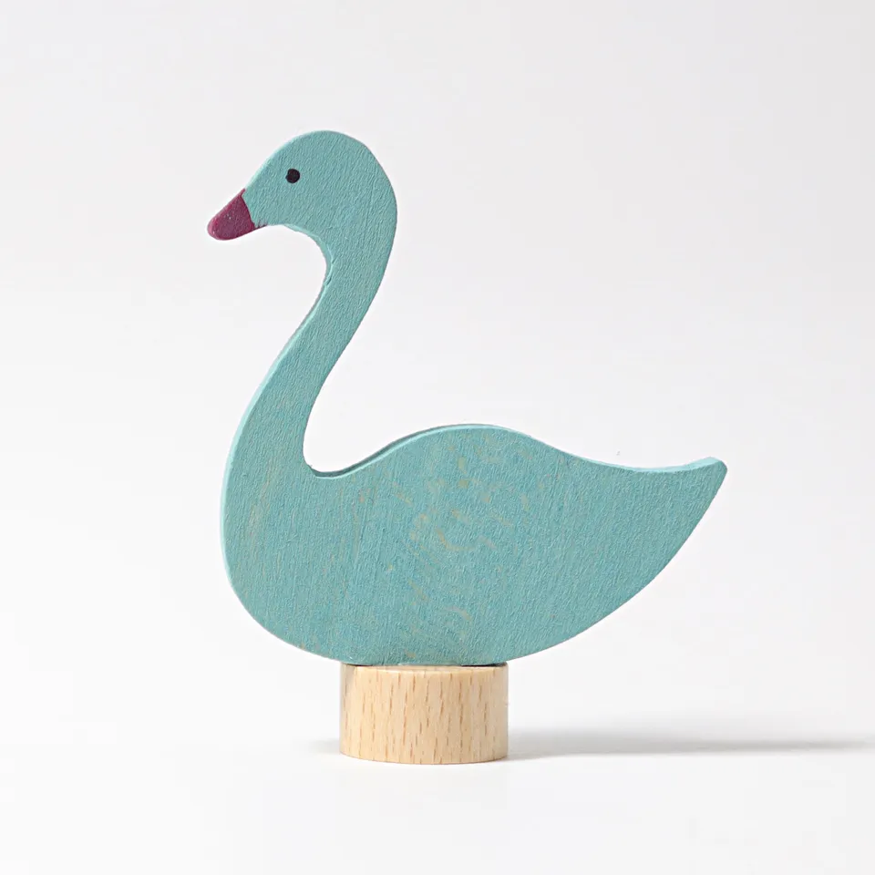 Grimm's Cigno figura legno decorativa 6 cm bianca
