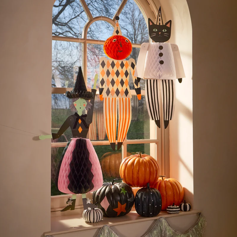 Meri Meri decorazioni Halloween strega zucca gatto 3 pezzi