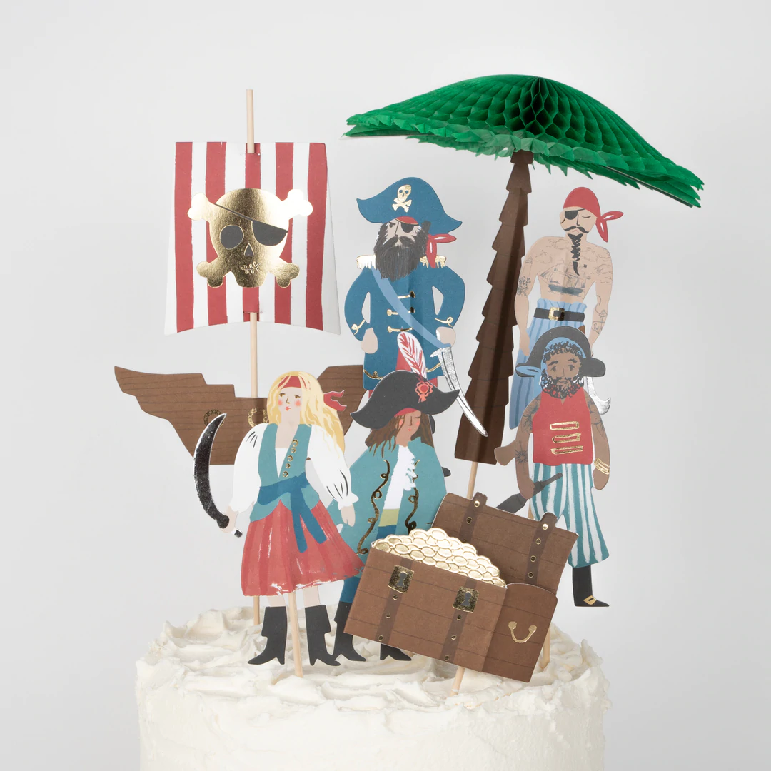 Meri Meri Pirates Palm Tree topper torta 7 pezzi oro