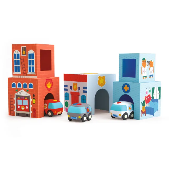 Djeco TopaniCari cubi impilabili automezzi 5 pezzi