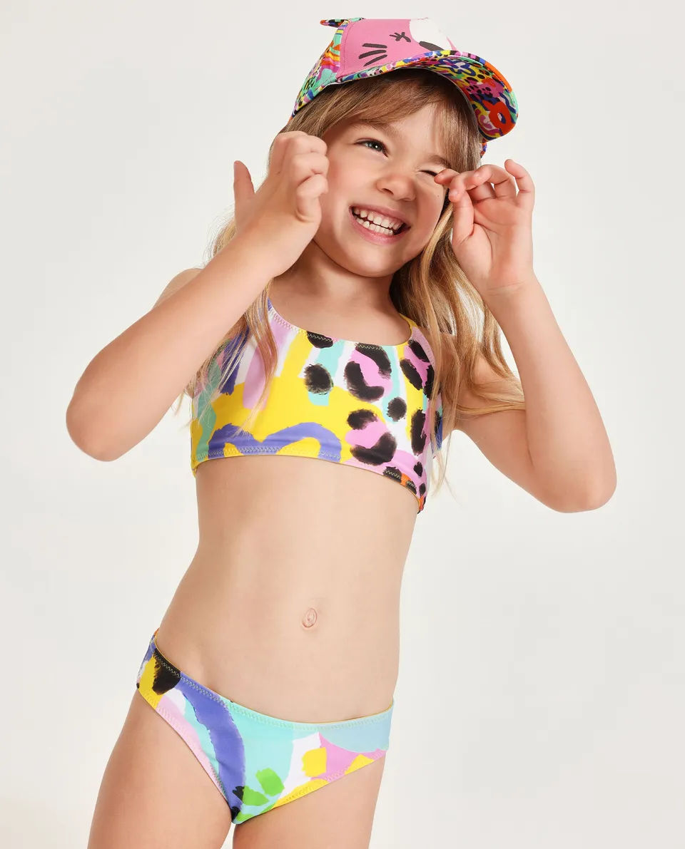 Tuc Tuc bikini bambina giallo due pezzi stampa astratta