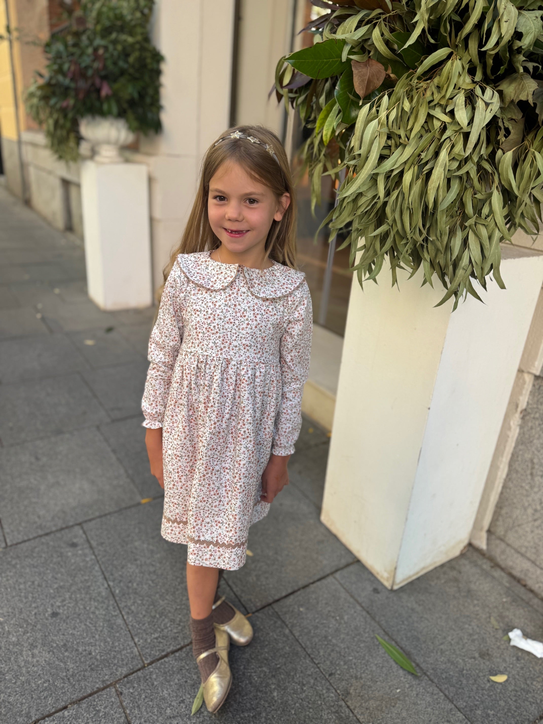 Mebi vestito bambina liberty manica lunga cotone
