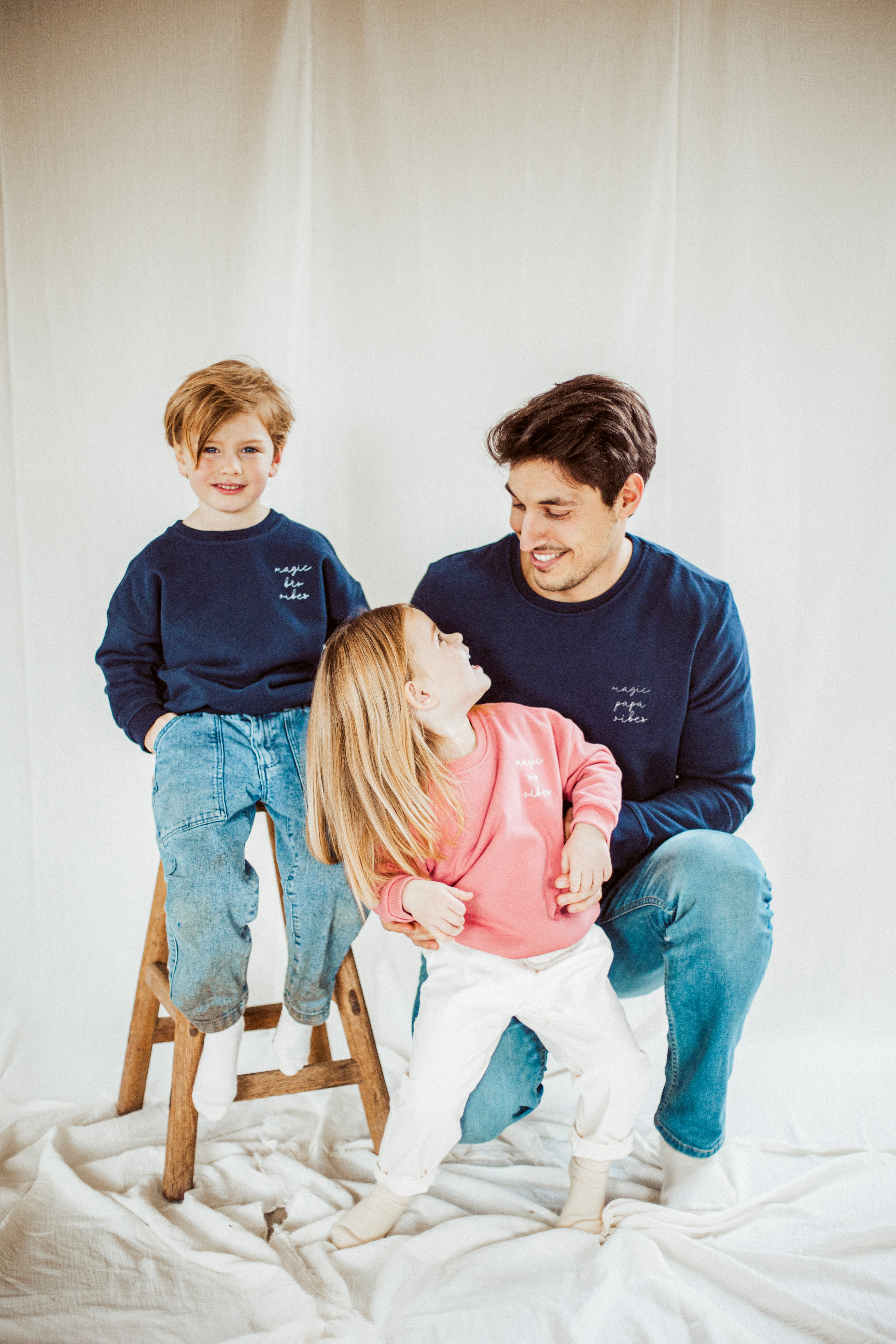 Ella and Rapha Papa felpa midnight blue cotone bio