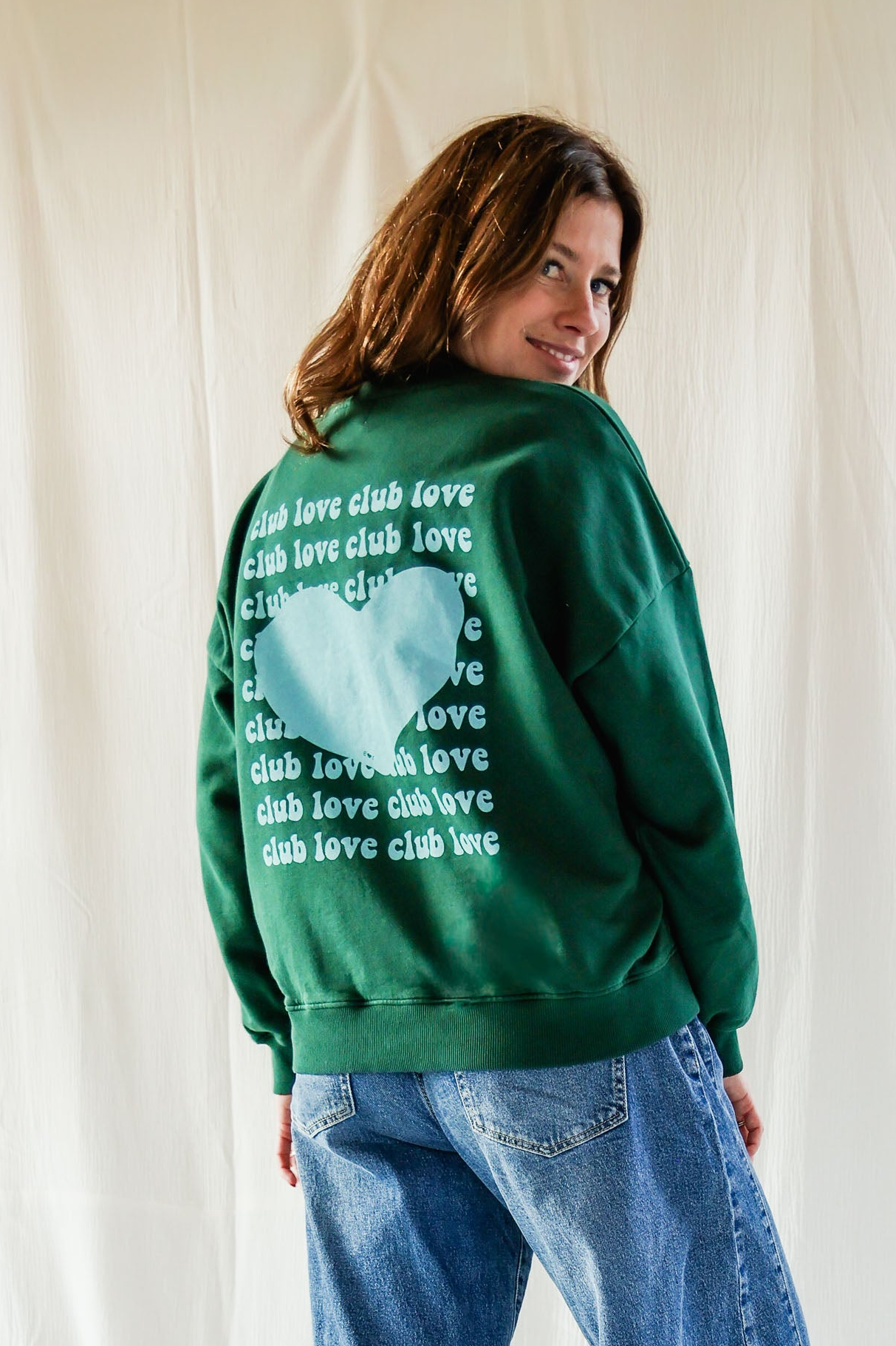 Ella and Rapha Club Love felpa verde loose fit