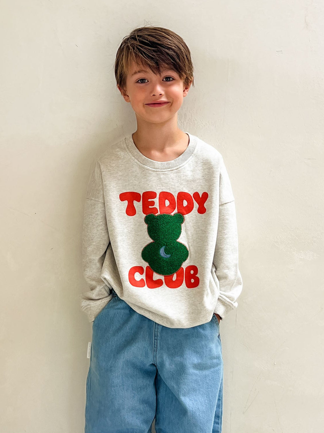 Ella and Rapha Teddy Club felpa grigia bambino cotone