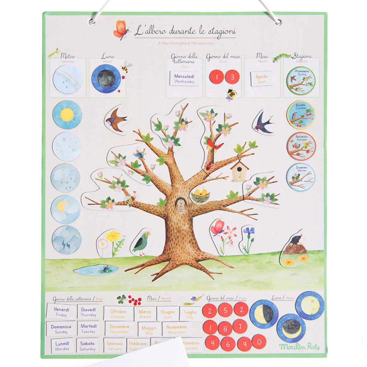 Moulin Roty Le Jardin calendario magnetico stagioni 100 magneti