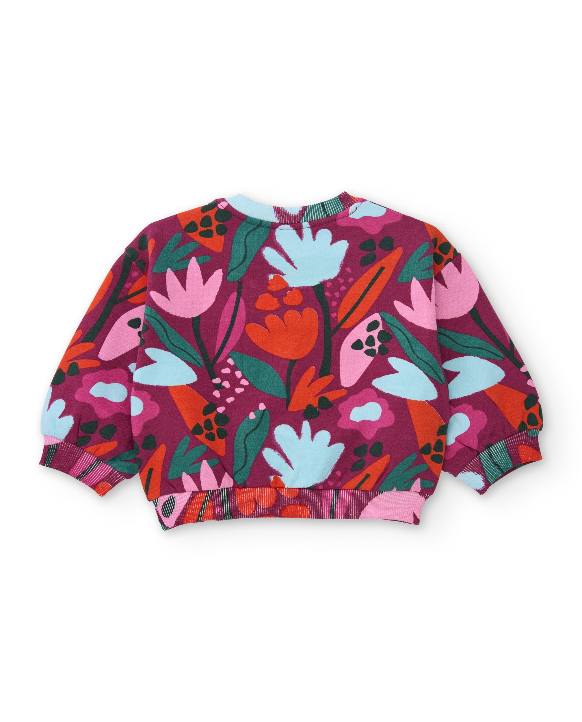 Tuc tuc felpa bambina stampa fiori bordeaux in pile