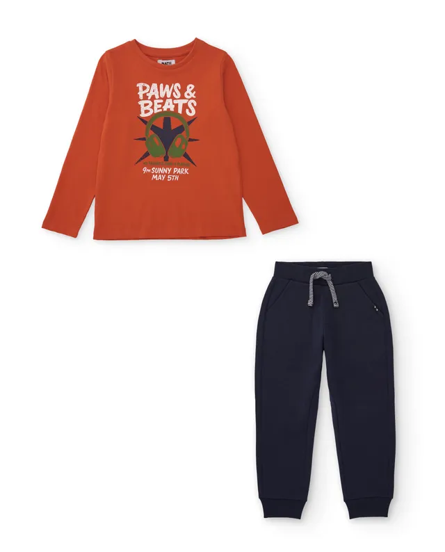 Tuc Tuc completo bambino arancione maglia e jogger