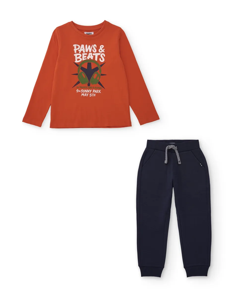 Tuc Tuc completo bambino arancione maglia e jogger