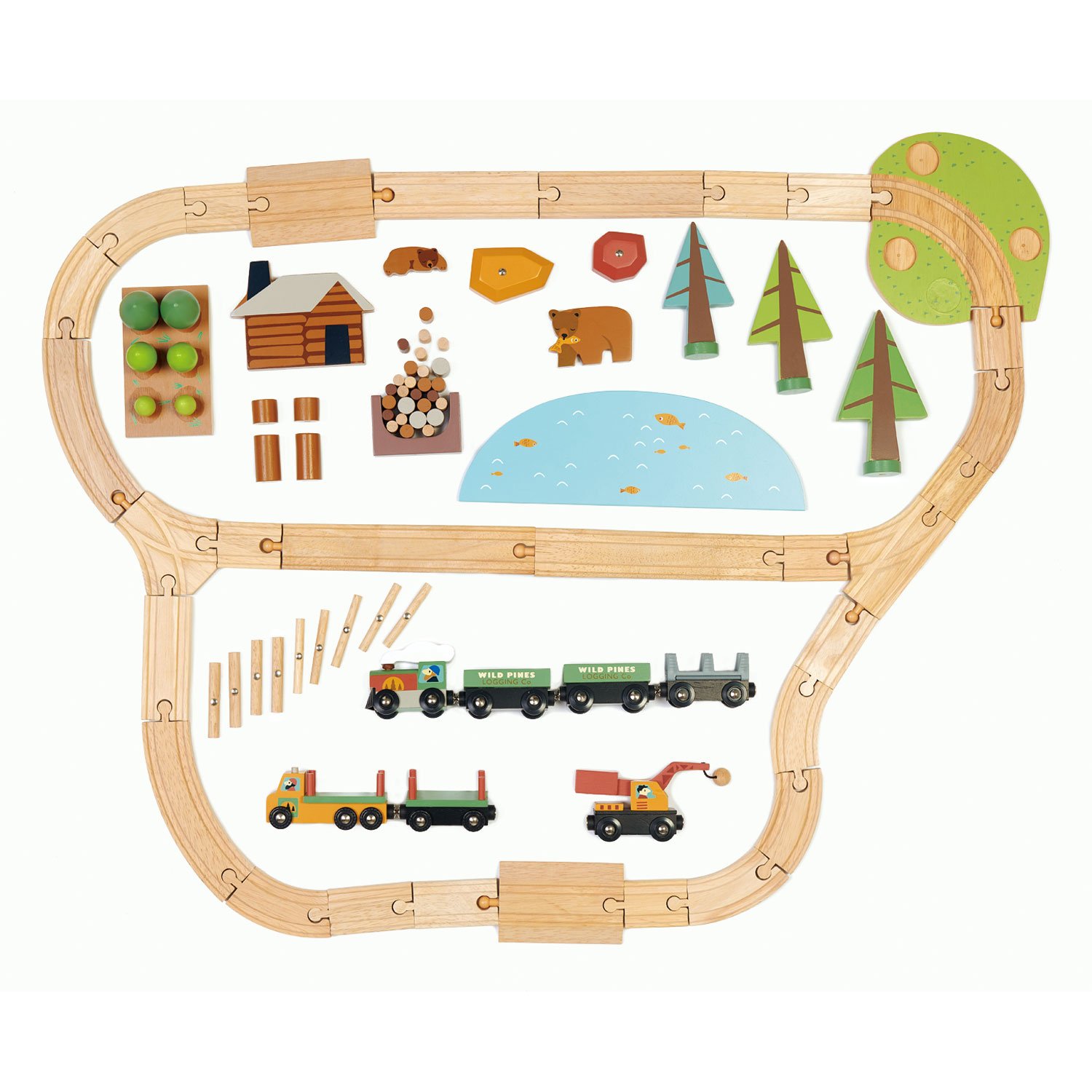 Tender Leaf Wild Pines Forest Set Trenino Legno 30 Binari