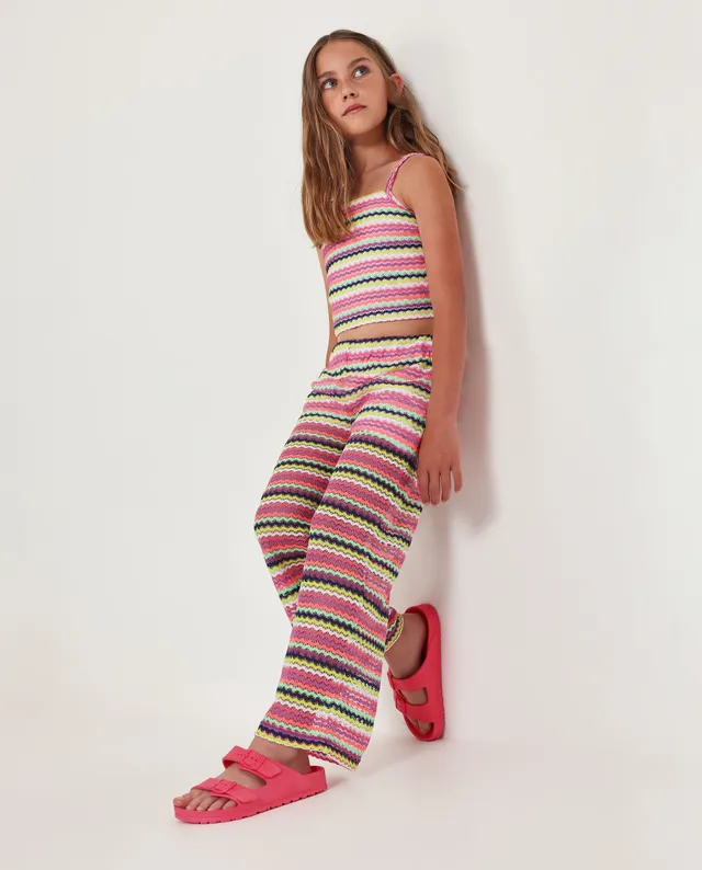 Tuc Tuc pantaloni bambina rosa fantasia zigzag larghi