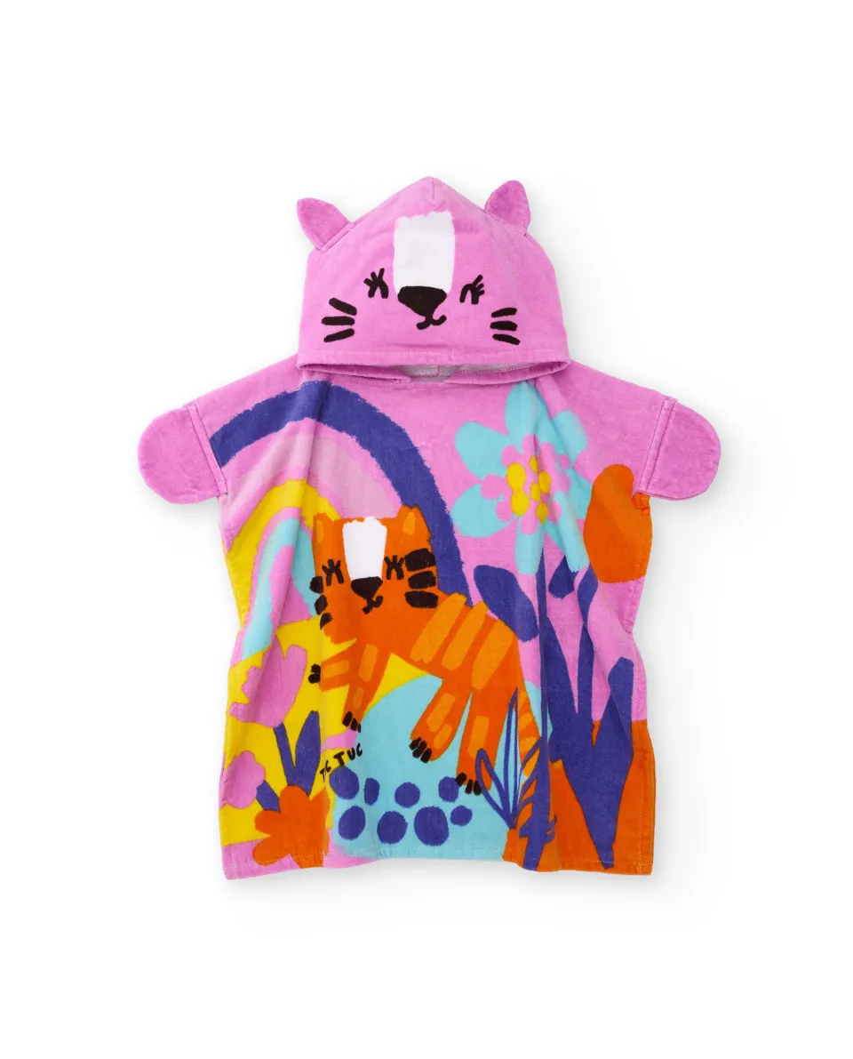 Tuc tuc poncho mare bambina rosa tigre
