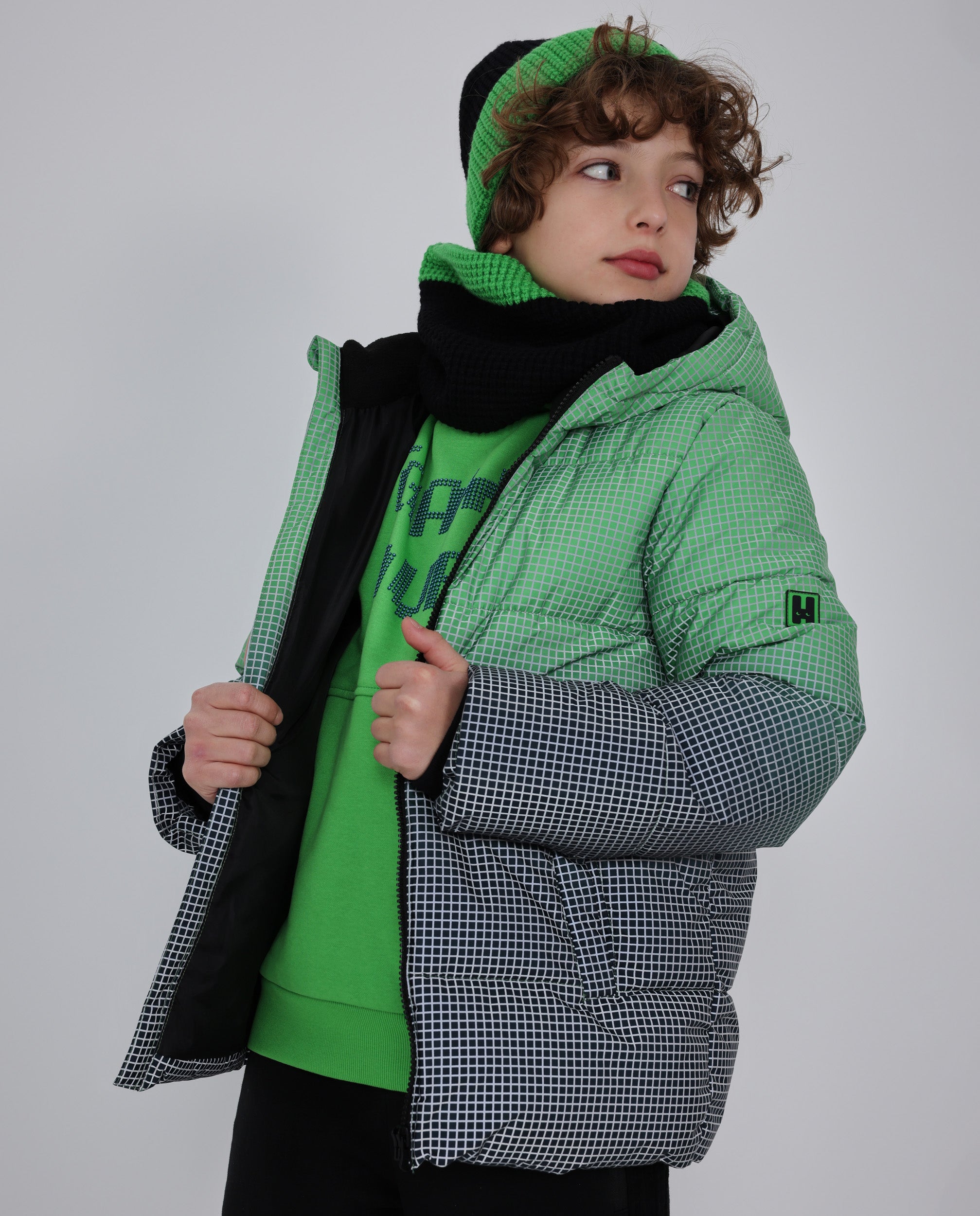 Tuc Tuc Cyber Pixel Mode piumino bambino verde geometrico