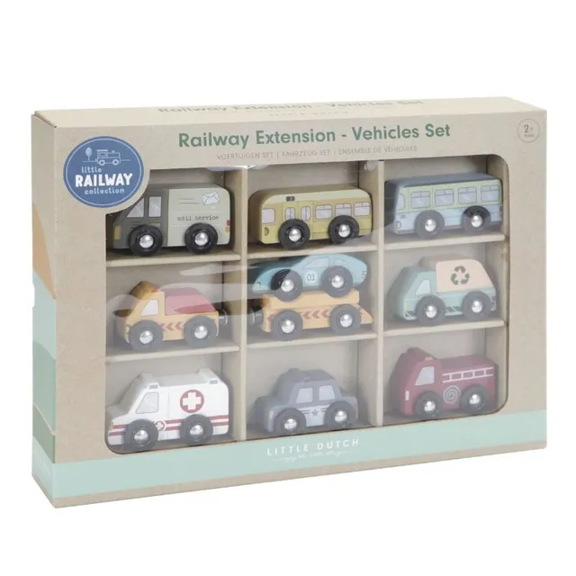 Little Dutch Railway set 9 veicoli legno 9 pezzi