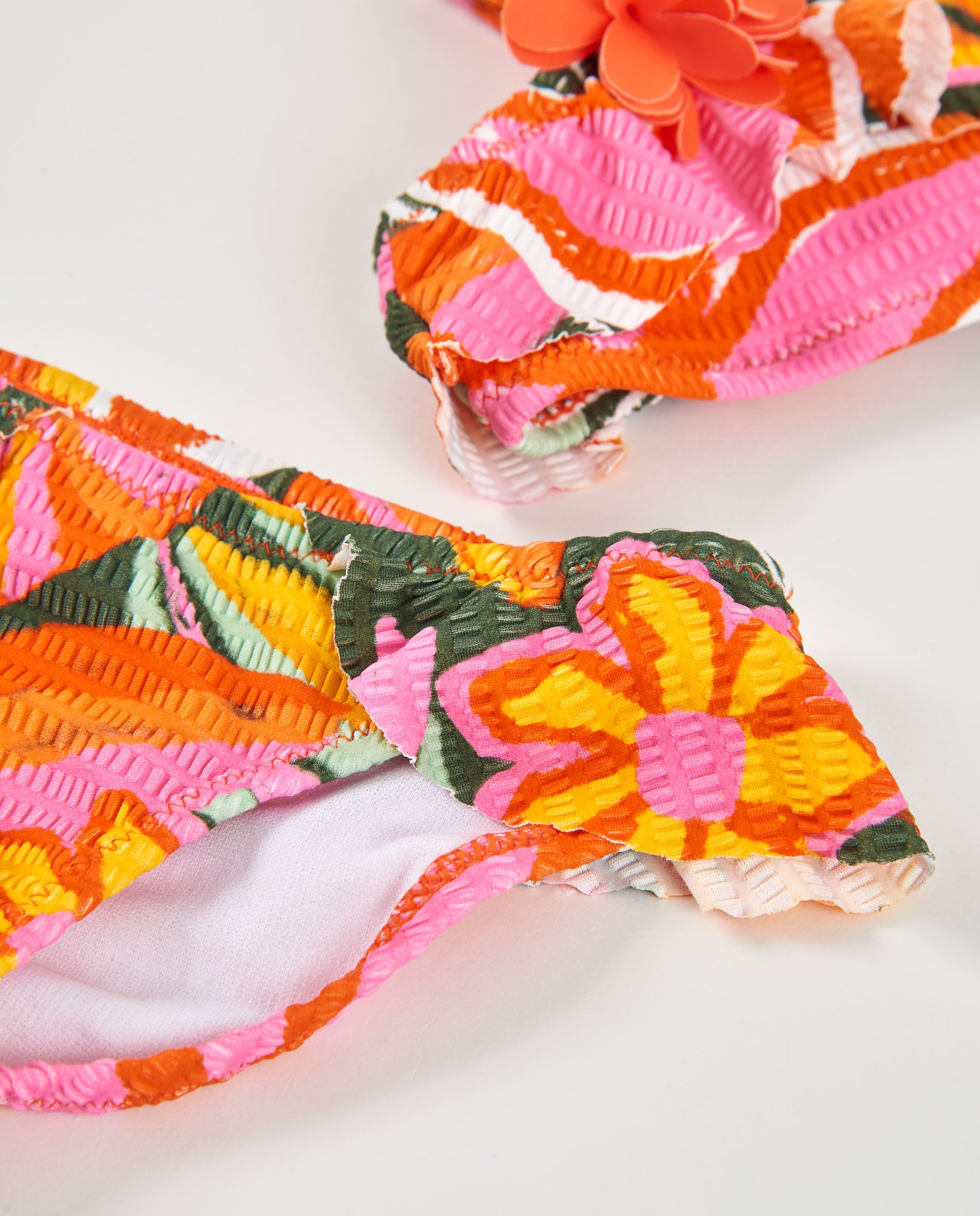 Tuc Tuc bikini bambina arancione fiore 3D