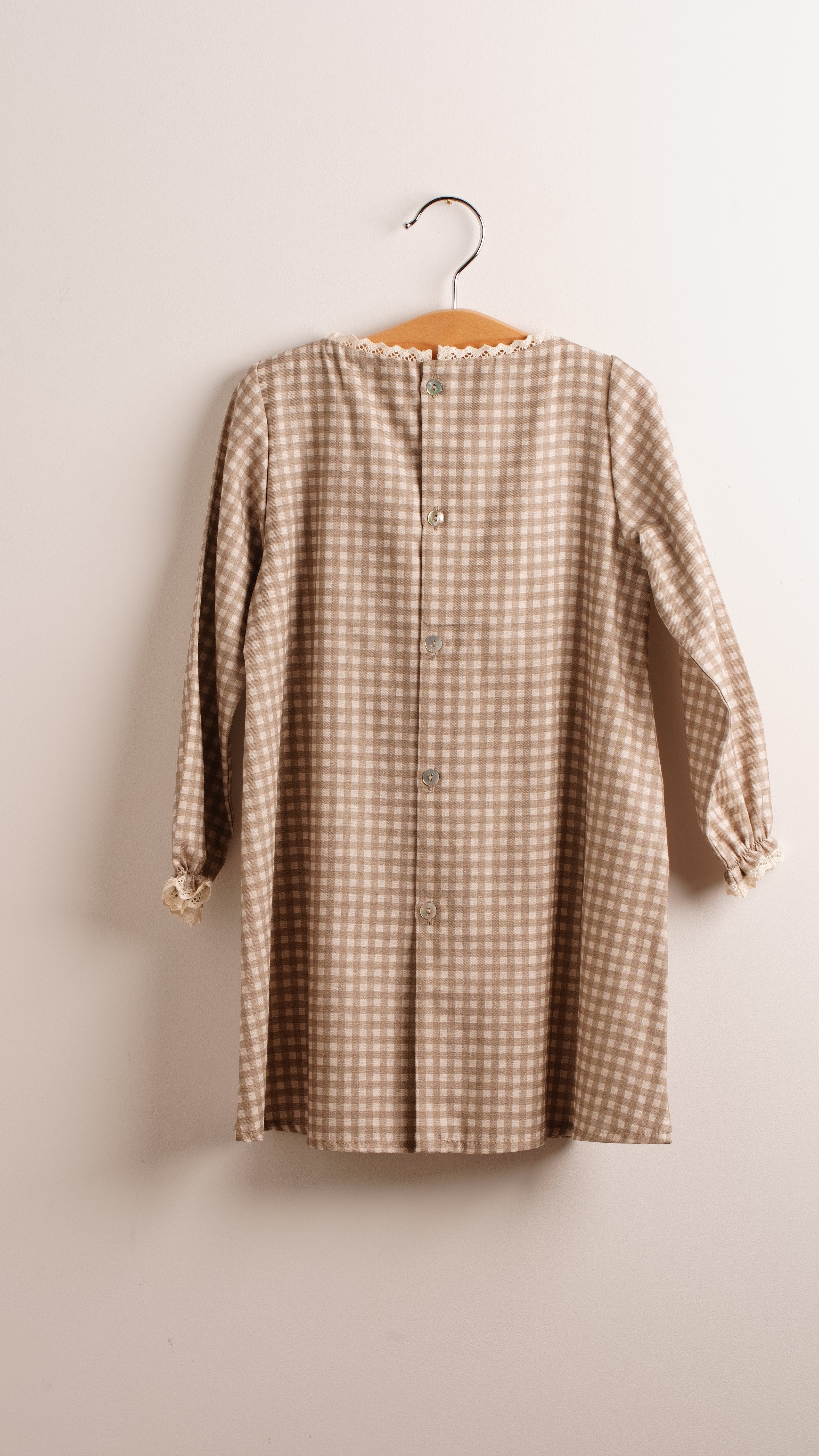 Mebi Vichy Beige vestito bambina cotone