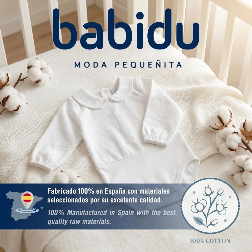 Babidu Body Plumetti Volant manica lunga cotone