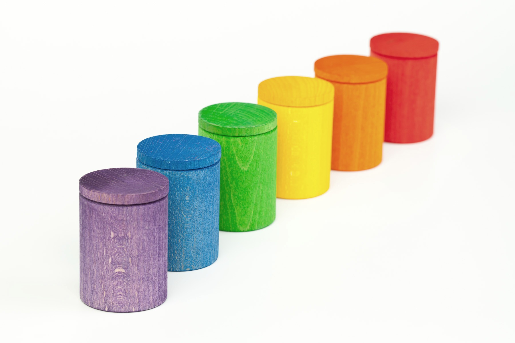 Grapat Set 6 Bicchieri Arcobaleno in Legno con Coperchio